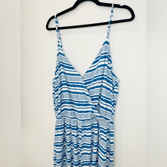 American Eagle Outfitters|Blue White Stripes 100% Cotton Wrap Romper NWT XL TALL - Picture 6 of 11